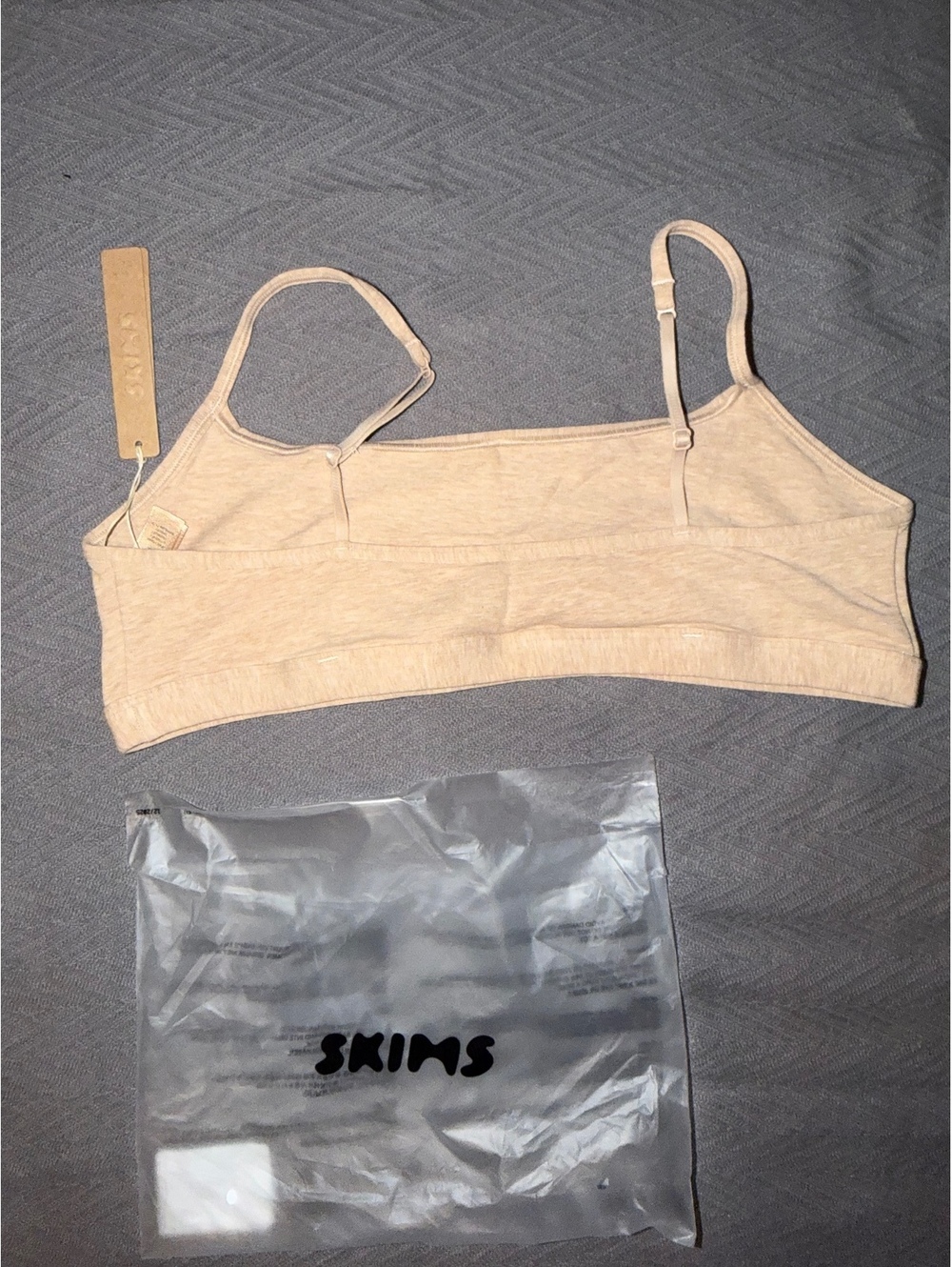 SKIMS Everyday Cotton Scoop Bralette in Clay Heather, Size L